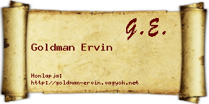 Goldman Ervin névjegykártya